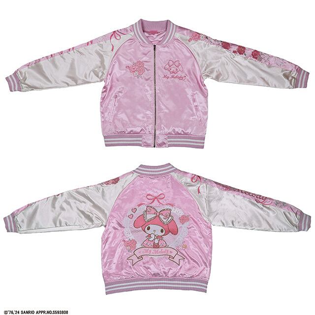 【キャラジャン】 サンリオ マイメロディ レースピンクローズ スカジャン(Lサイズ)