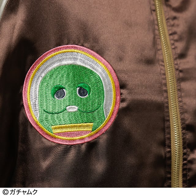 【キャラジャン】ガチャピン・ムック ガチャピン・ムック レトロブラウンベージュ スカジャン (Lサイズ)