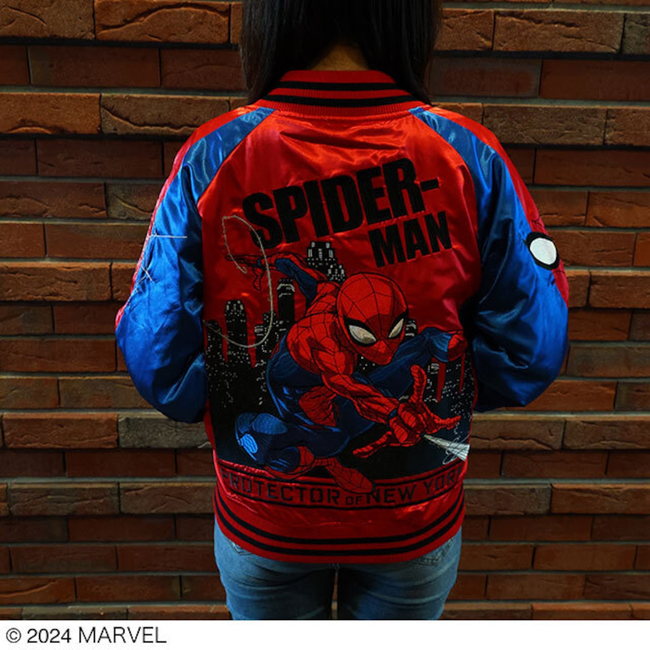 【キャラジャン】 Marvel マーベル スパイダーマン プロテクターニューヨーク スカジャン
