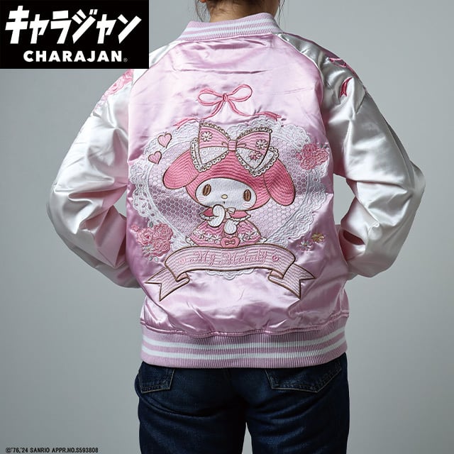[Character Jacket] Sanrio My Melody Lace Pink Rose Sukajan (L Size)