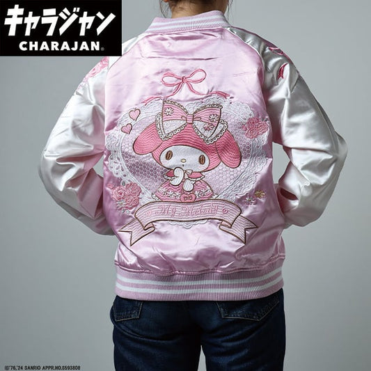 [Character Jacket] Sanrio My Melody Lace Pink Rose Sukajan (L Size)