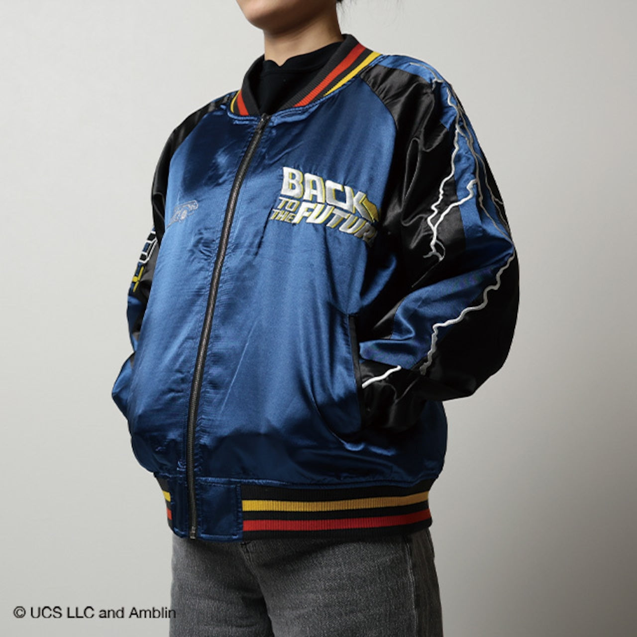[Character Jacket] Back to the Future Time Blue Sukajan