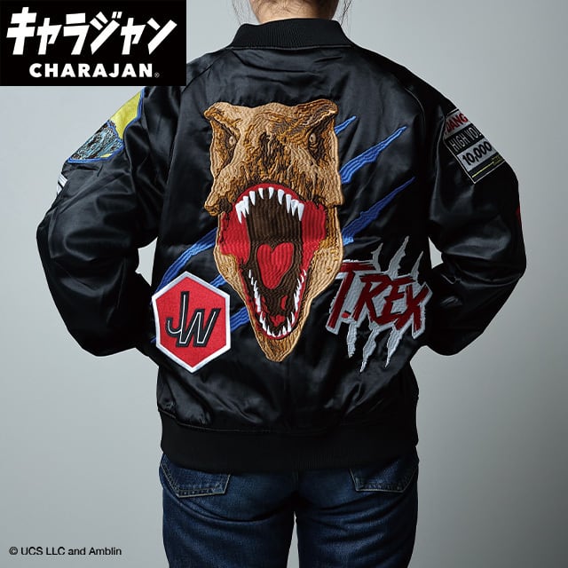 【キャラジャン】 ジュラシック・ワールド ダイナソーフェイス スカジャン（Lサイズ）